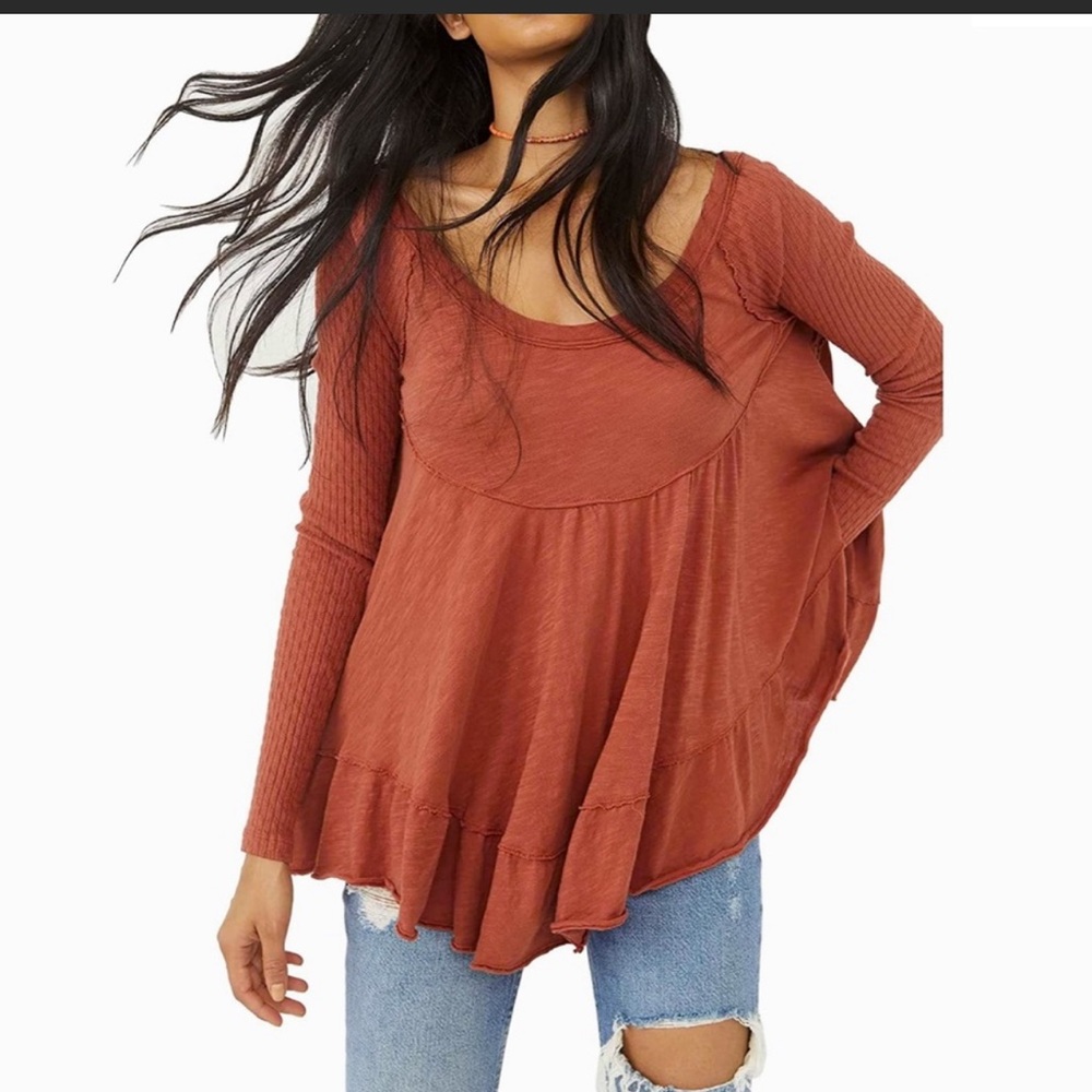 Free People Large Sundae Tee Gingersnap NWOT